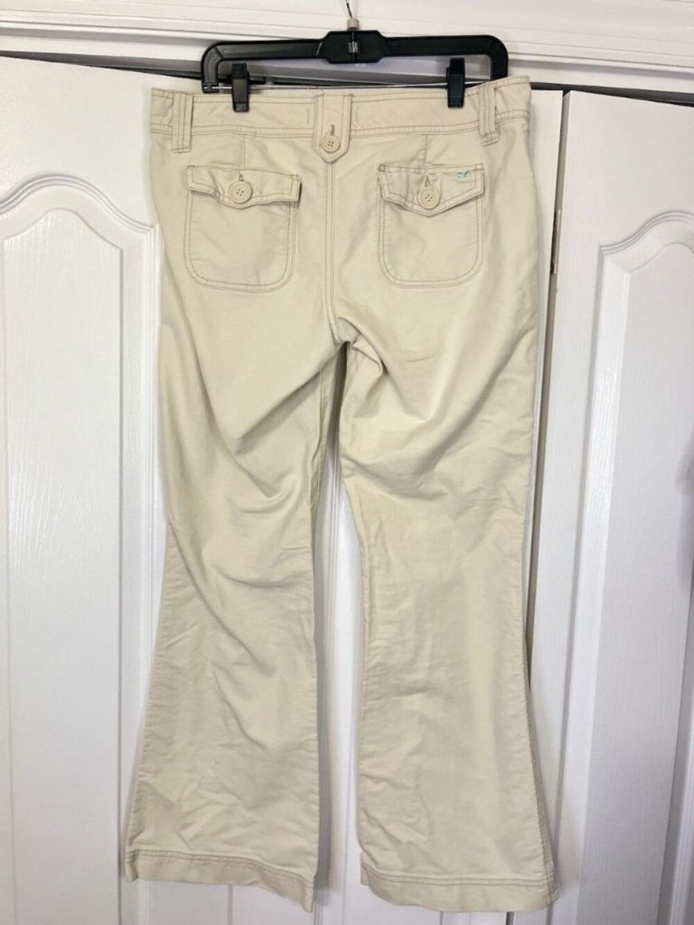 Vintage Aeropostale Low Rise Flare Beige Pants Essentials Sz 9/10 Stretch Y2k - Picture 6 of 9